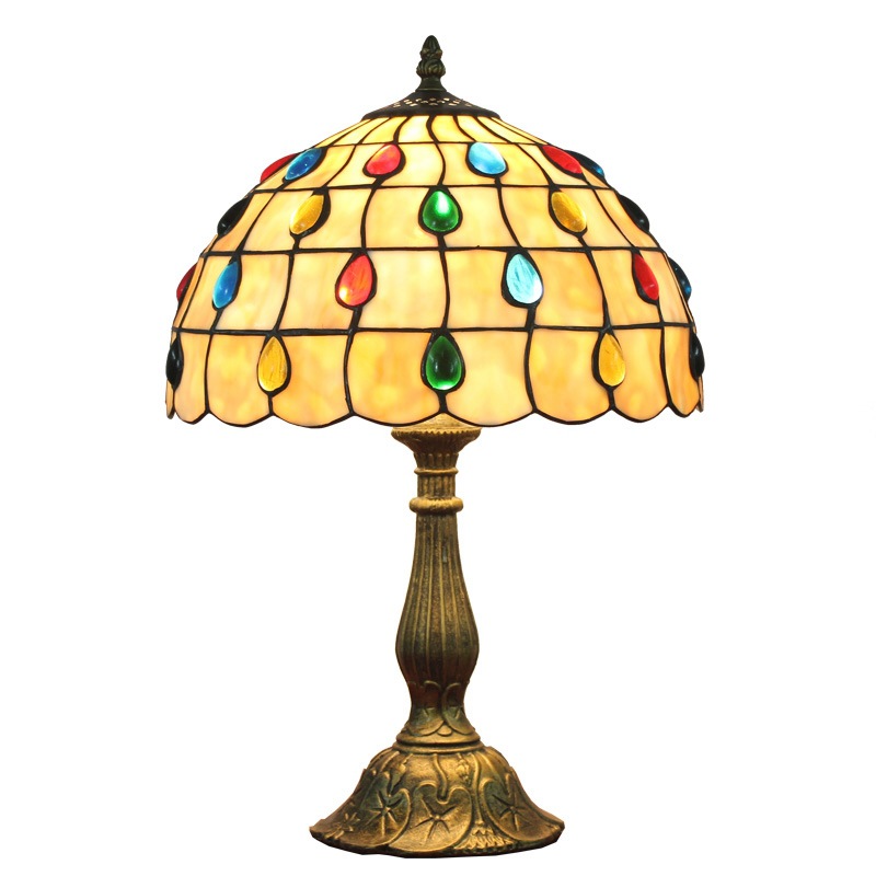 European retro Tiffany stained glass bedside lamps for bedroom, bar, or restaurant lighting