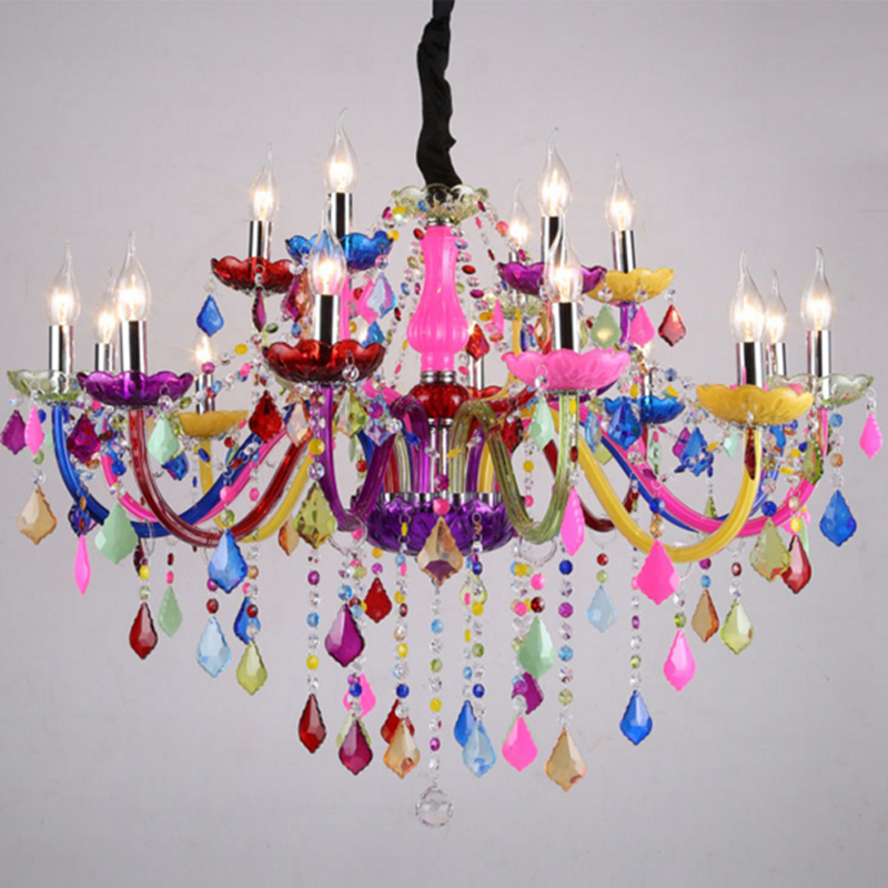 European romantic-style lamps for coffee bars, colorful crystal chandeliers for restaurants, clothing stores, hotels, living rooms, and bedrooms