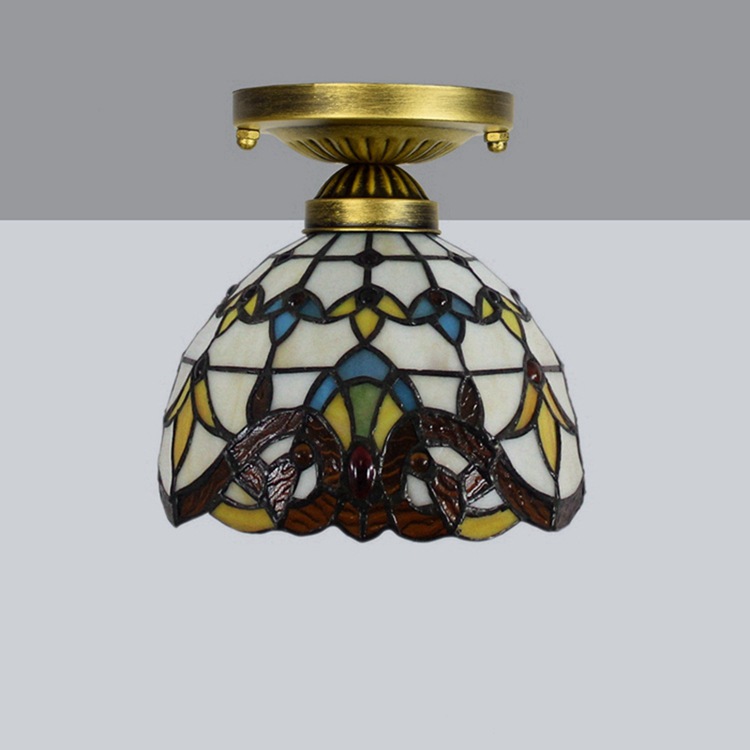 European-inspired stained glass wall lamp with a fairytale round retro design for living rooms, bedrooms, or kitchens