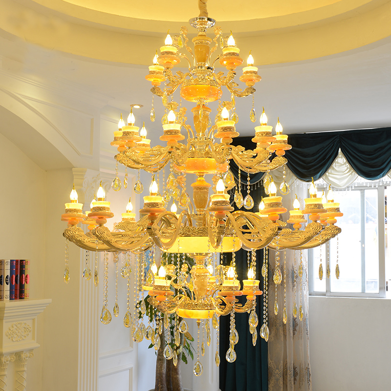 European-style chandeliers for villas, staircases, and living rooms, featuring crystal pendants ideal for clubs, restaurants, and hotel lobbies