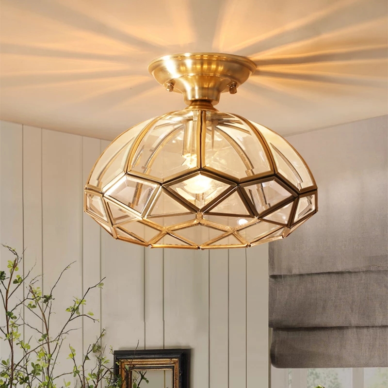European-style copper ceiling lamp with E27 LED for dining rooms, bedrooms, restaurants, and commercial spaces