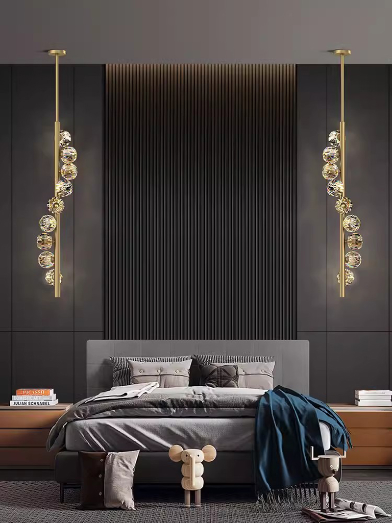 European-style copper crystal chandeliers and hanging lamps for luxurious American bedrooms, featuring Nordic art deco designs for elegant indoor lighting