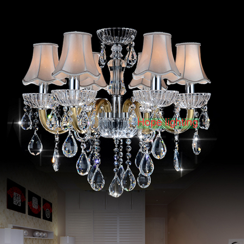 European-style crystal chandelier with LED lighting for living rooms, dining areas, bedrooms, and studies, featuring luxurious K9 crystal in a candle design