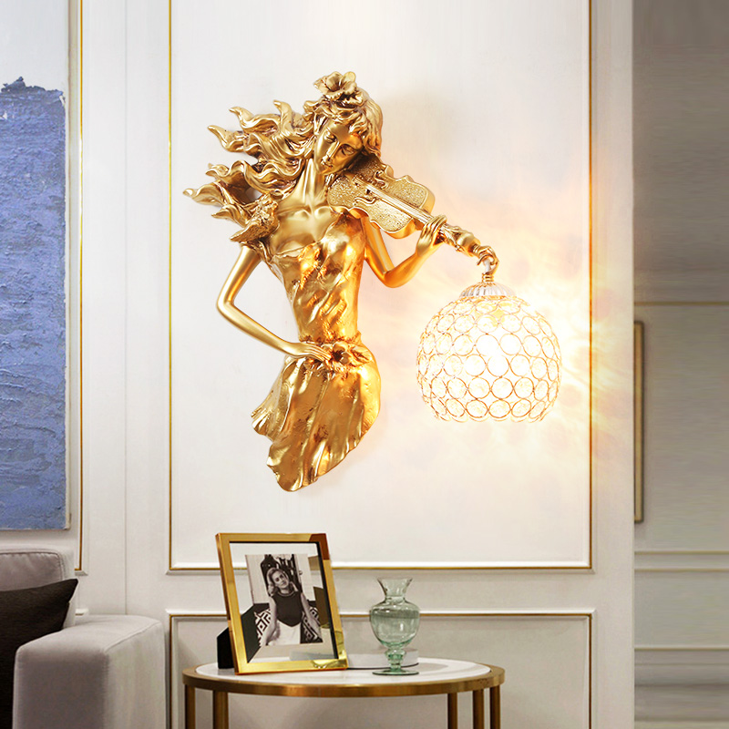 European-style decorative lighting for living spaces, featuring crystal wall lamps that create an ambient atmosphere, ideal for study areas, staircases, and retro bedroom bedside lighting