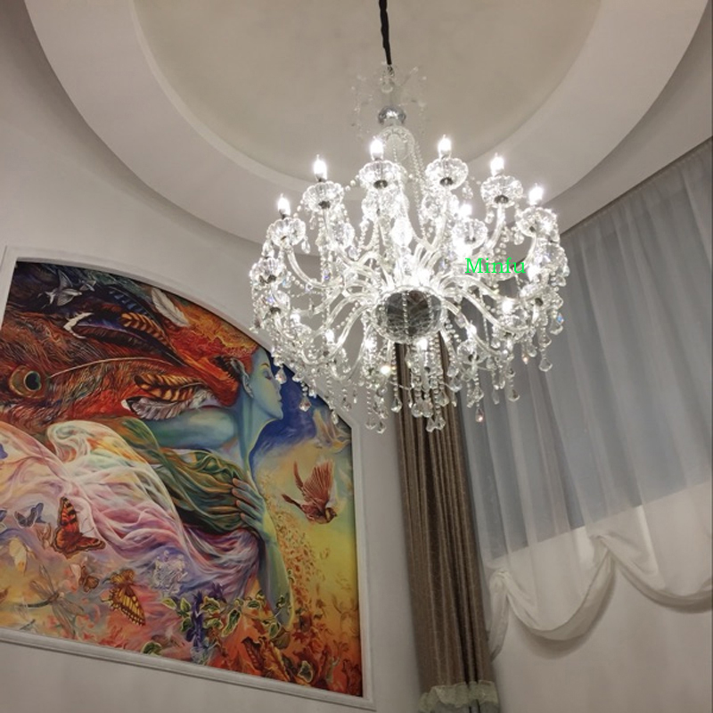 European-style double arcade crystal chandelier lamp for hotel lobbies and living rooms