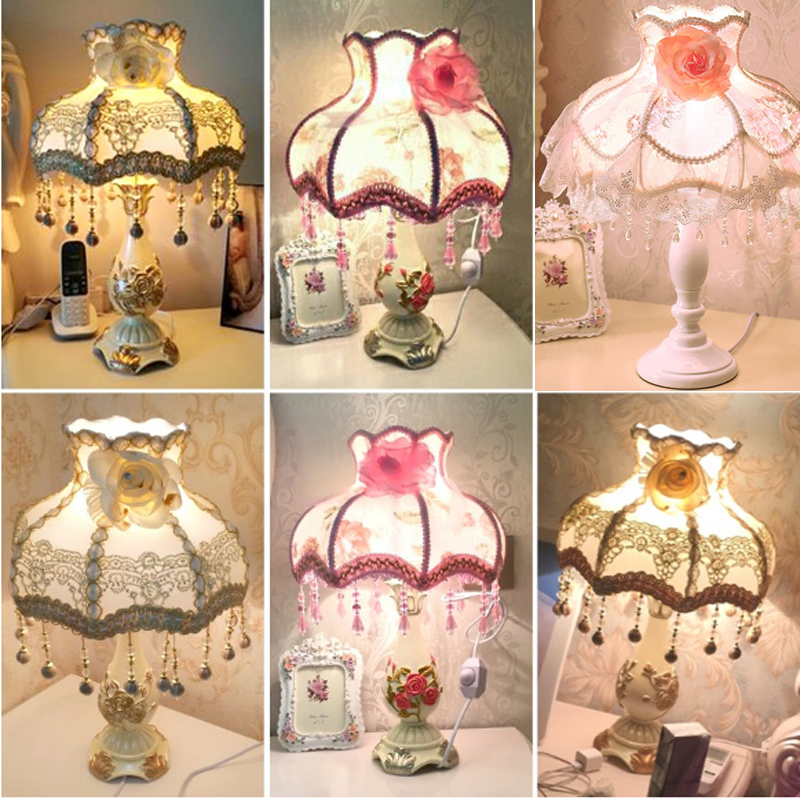 European-style fabric table lamps for bedroom, desk, or wedding decor with Nordic design and LED lighting