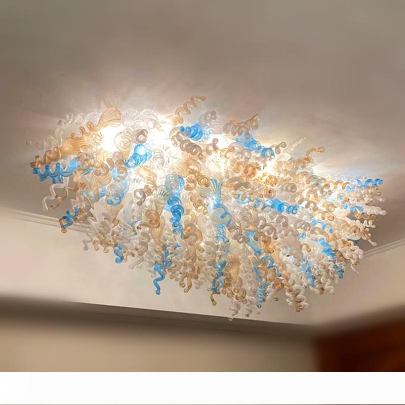 European-style glass ceiling lighting featuring Italian hand-blown glass chandeliers for elegant home and hotel decor with LED illumination