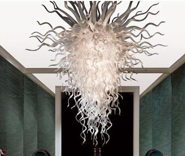 European-style LED chandeliers with modern white glass and crystal for living room lighting