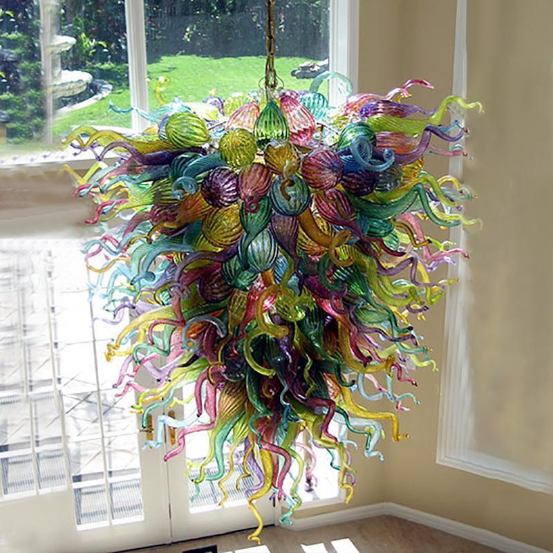 European-style LED crystal chandelier with Art Deco design, Murano glass pendant lighting for home decoration, operates on 110-240V