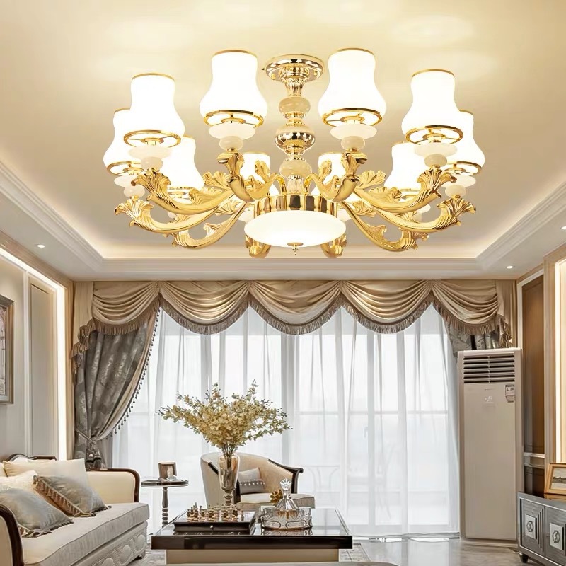 European-style living room ceiling lights with Nordic decor for creating ambiance in restaurants, golden bedroom lighting for villas, hotels, and beauty salons