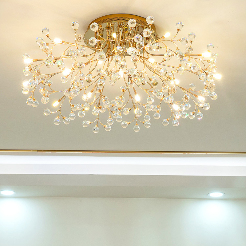 European-style modern LED ceiling light with crystal accents for living rooms, bedrooms, and restaurants in simple Nordic design