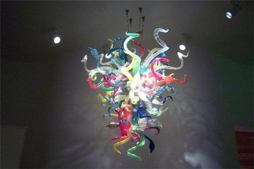 European-style vintage crystal chandelier with colorful glass for small living room decor