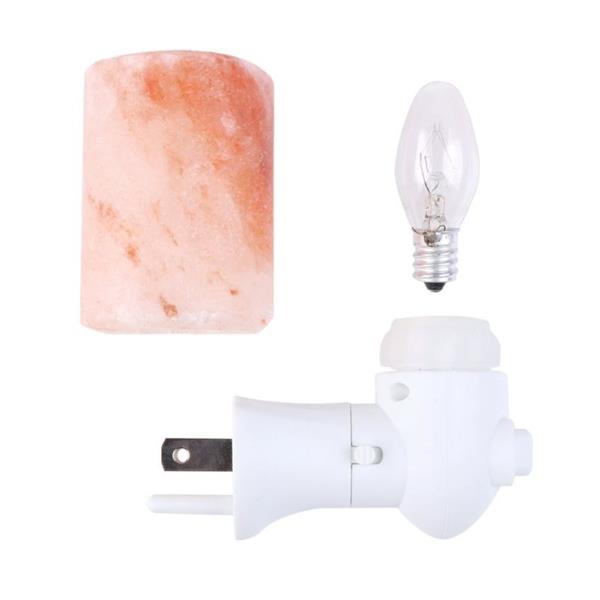 Exquisite Himalayan rock salt lamp with wooden base, an amber-hued air purifier for indoor lighting