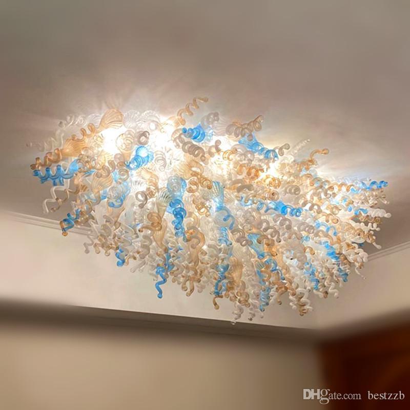Exquisite Murano glass ceiling lamp crafted by Italian artisans, featuring hand-blown glass and LED lighting for elegant home or hotel decor