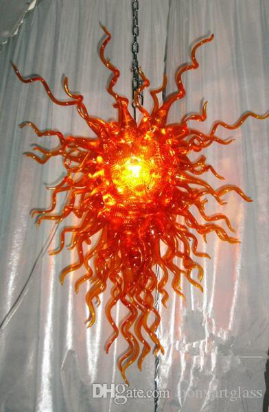 Fancy Art Lamp 100% Hand Blown Glass Naples Sunset Murnao Glass Chandeliers LED Long Chain Chandelier Light Fixture