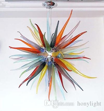 Fancy Colorful Glass Hanging Chandeliers Home Decoration Style Hand Blown Stained Glass Ball LED Chandelier Light