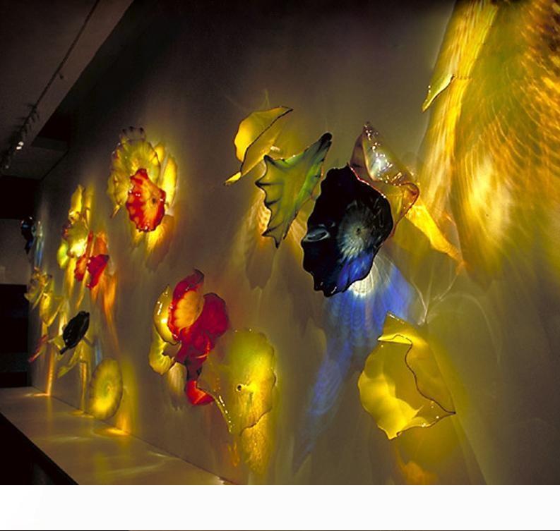 Fancy Hand Blown Glass Wall Plates Art Designed Murano Glass Wall Lamps Hotel Wall Decor Glass Art Plate