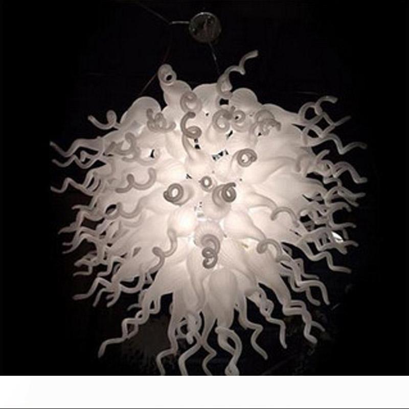 Fancy Medium-Sized White Milk Glass Hand-Blown Art Chandelier with Brass Accents, Modern Murano Style for Hotel and Office Decoration