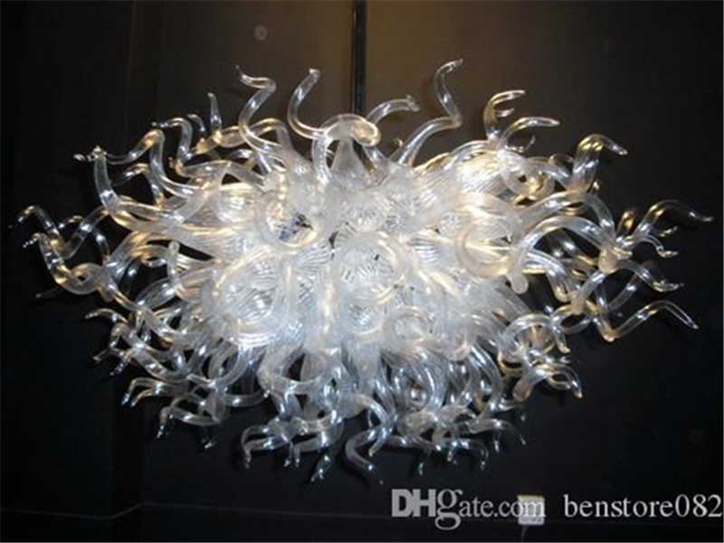 Fancy small bedroom chandeliers in white Murano glass, artistic ceiling lights for home decor