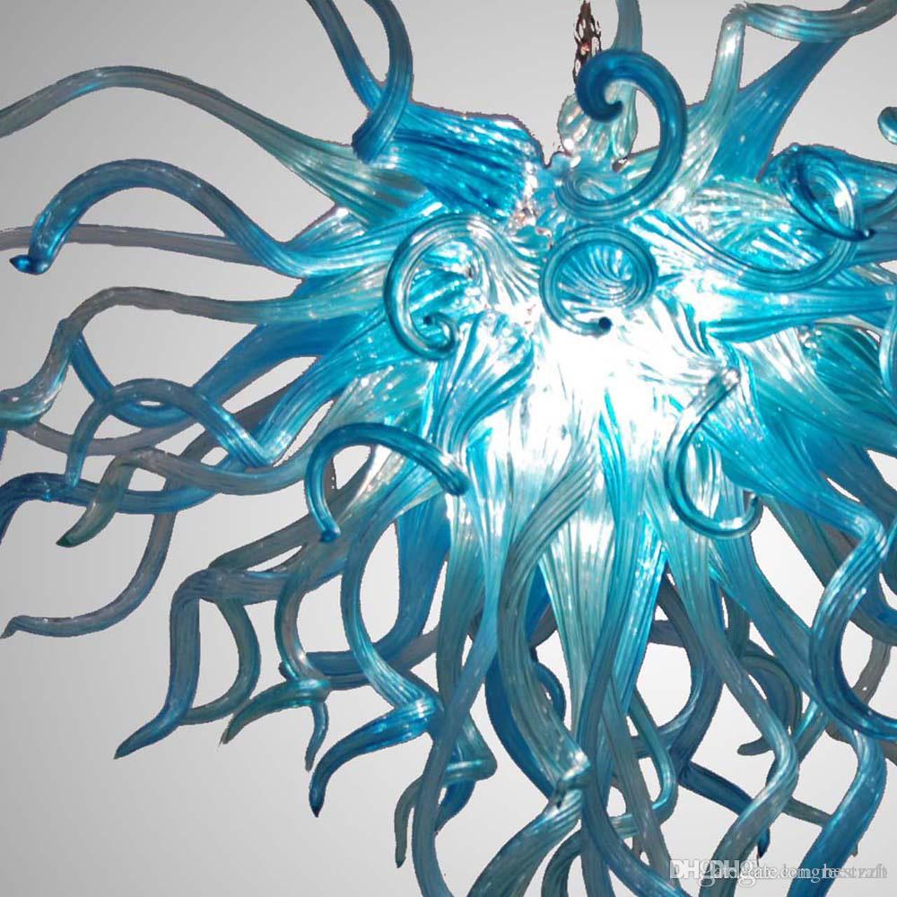 Fancy Turquoise Blue LED Glass Chandelier Hanging Lights by Girban