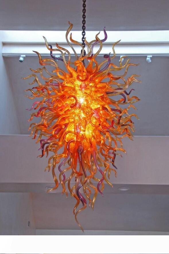 Fancy Warm Yellow Lamps LED Pendant Lamps Modern Style Hand Blown Chandelier Lighting Ground Floor Decor Chandeliers