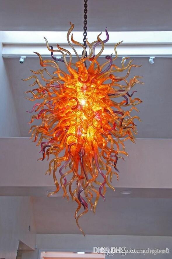 Fancy Warm Yellow Lamps LED Pendant Lamps Modern Style Hand Blown Chandelier Lighting Ground Floor Decor Chandeliers