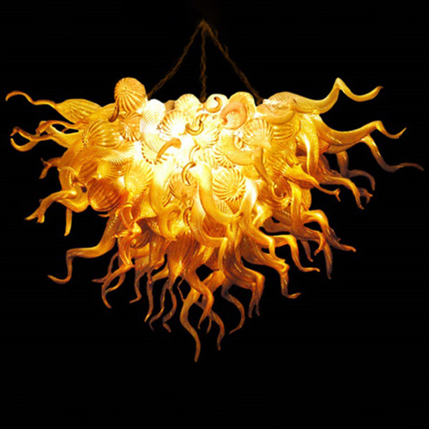 Fashionable Chinese chandelier with handcrafted glass, gold finish, customizable size, ideal for living room decor