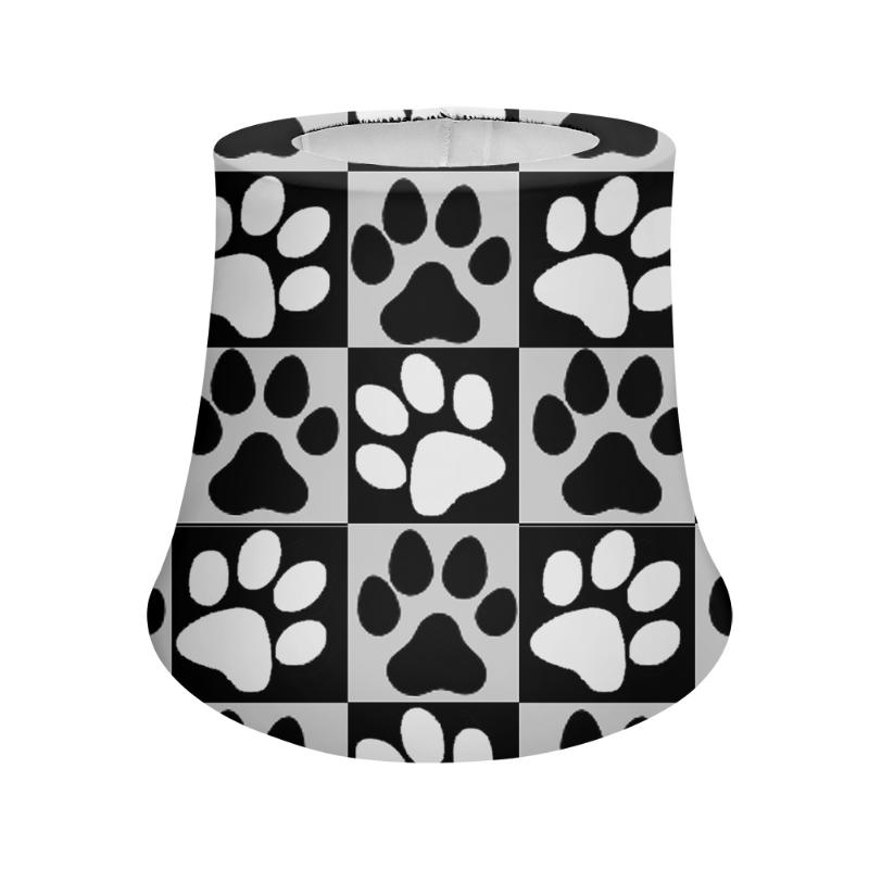 Fashionable dog-print lampshades for modern home decor, enhancing table and floor lamps with stylish cloth covers