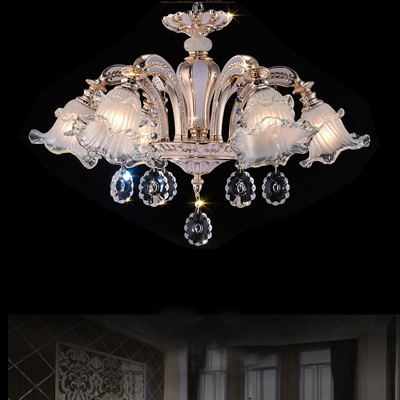 fashionable LED crystal chandelier for modern living room lighting, sleek flush mount dining room pendant lamp