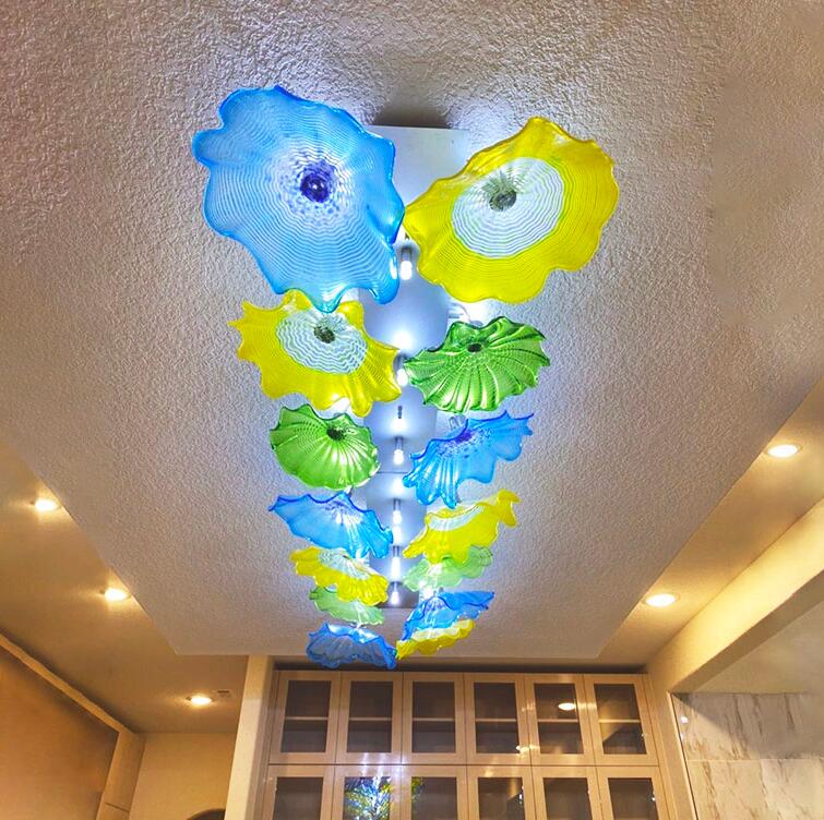 Fashionable Murano Glass Ceiling Light in American Style with Modern LED Flower Chandelier for Artistic Decor