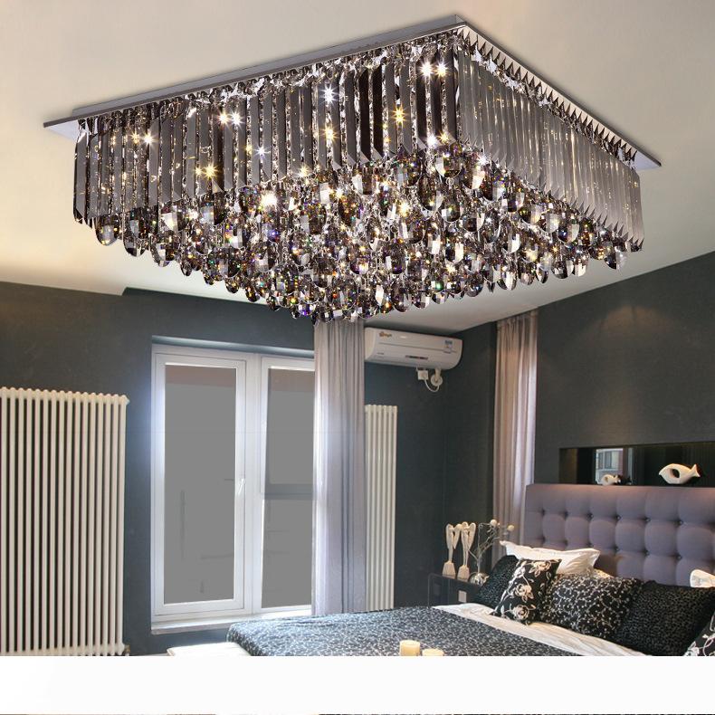 Fashionable pendant lamp featuring crystal square design with dimmable LED ceiling lighting for modern interiors
