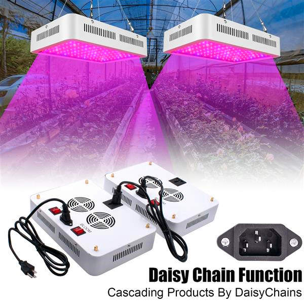 Fast 600W dual-chip LED grow light with full 380-730nm spectrum in white premium material