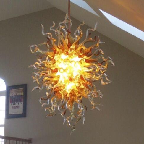Fireball Amber Lamps Color Style Art Glass Chandeliers Living Room Decor LED Crystal Chandelier Light Fixture