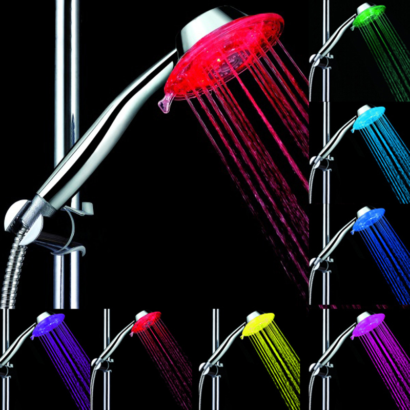 Flash Water-Powered LED Shower Head with Color Changing Feature, 10.3x26x0.38cm, No Shower Arm Included