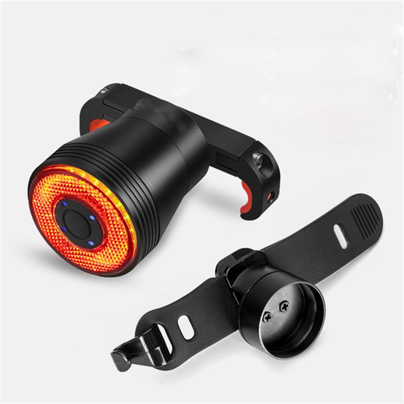 Flashing red LED bike taillight with auto brake detection and 3 lighting modes