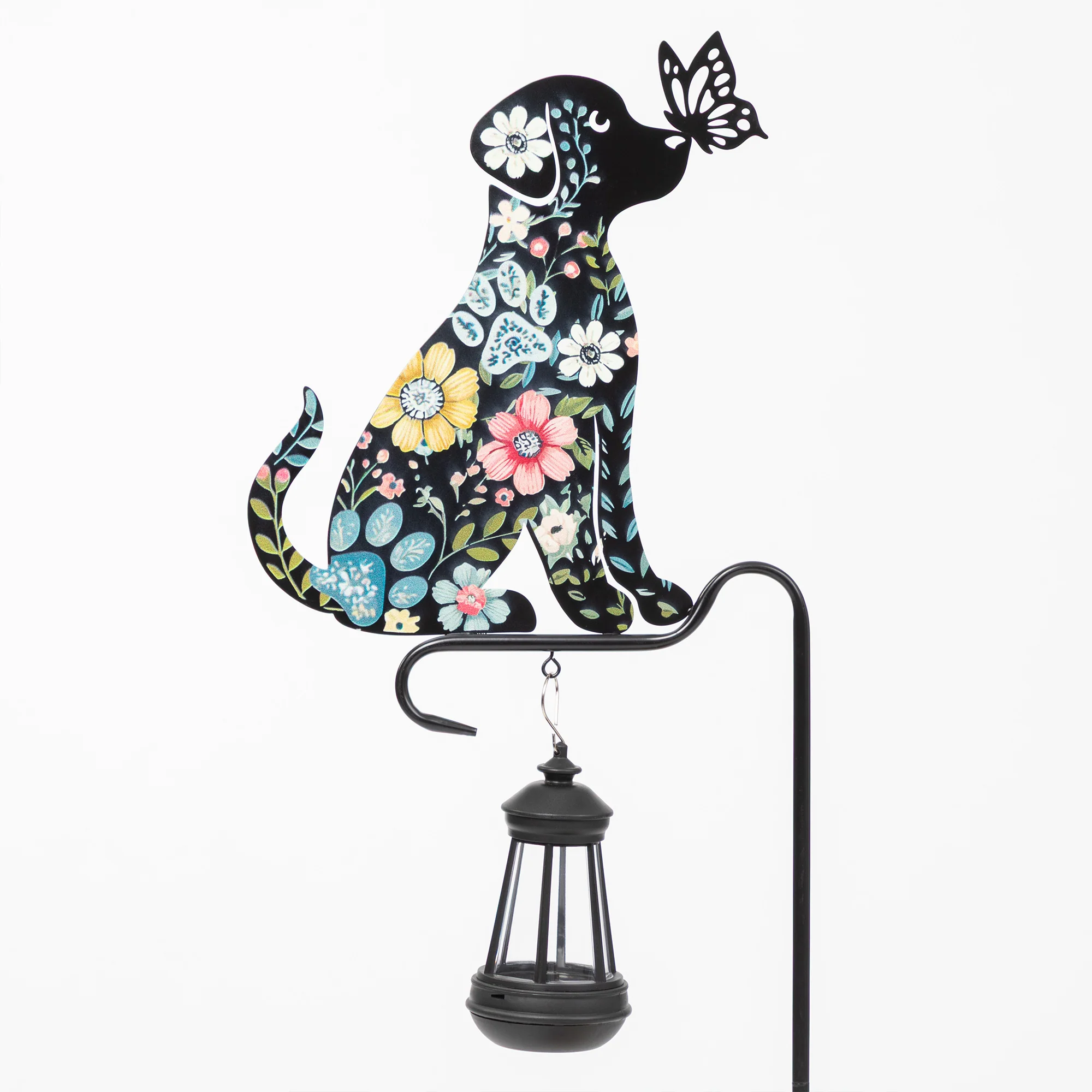 Floral Pet Silhouette Solar Light Garden Stake - Floral Pawscape - Dog