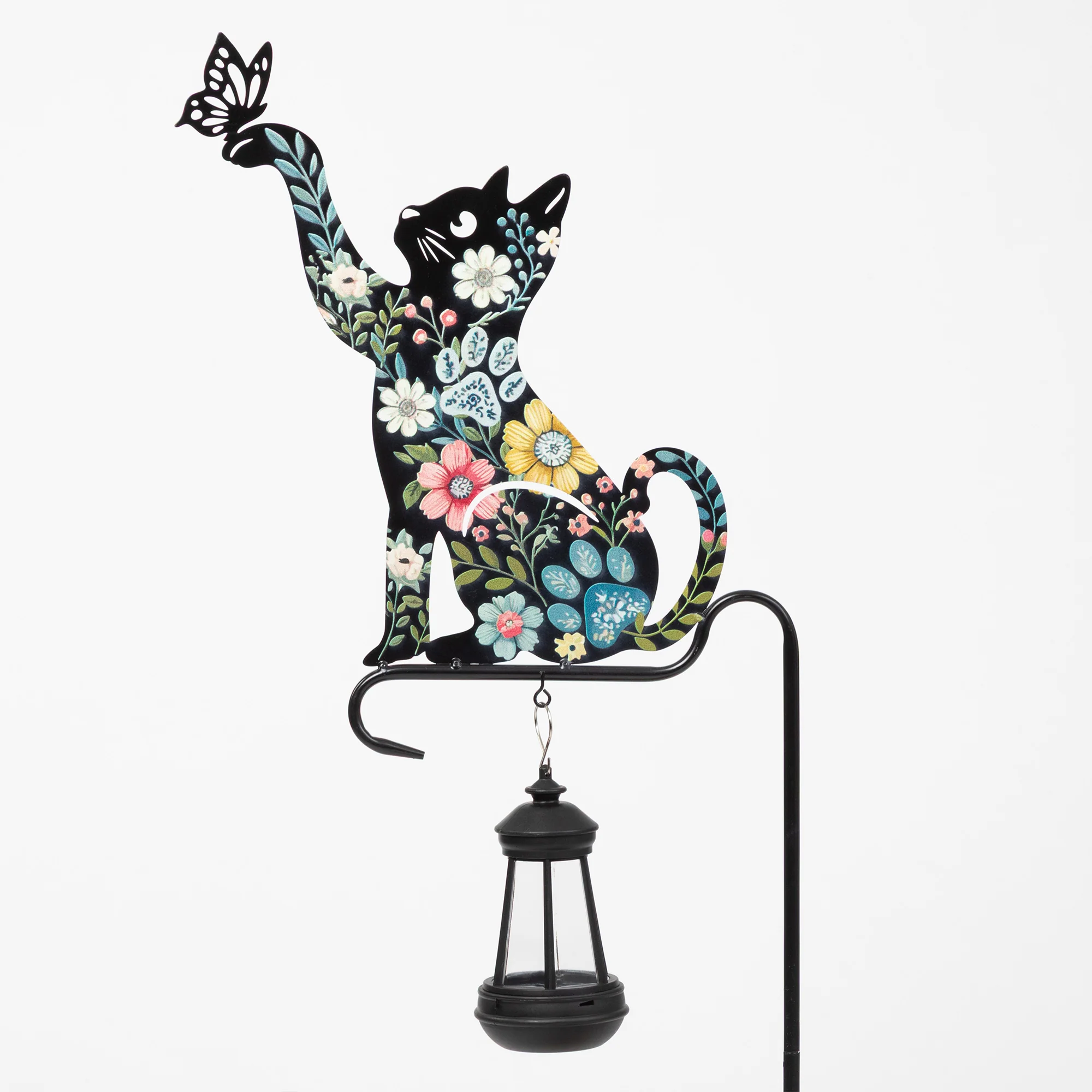 Floral Pet Silhouette Solar Light Garden Stake - Floral Pawscape - Cat