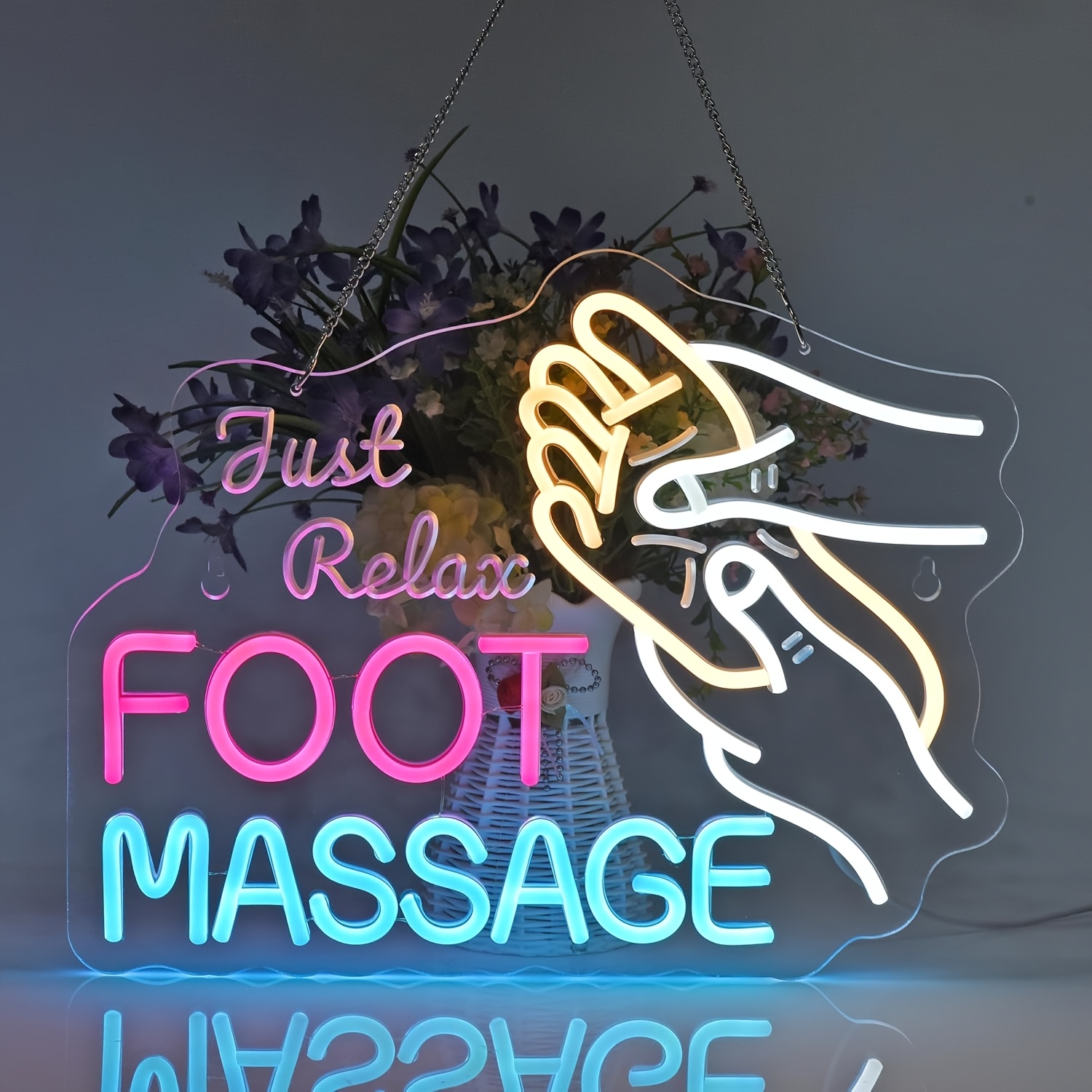 Foot Relaxation Neon Sign for Spa and Wellness Centers, USB-Powered Wall Art for Massage Rooms and Foot Bath Salons