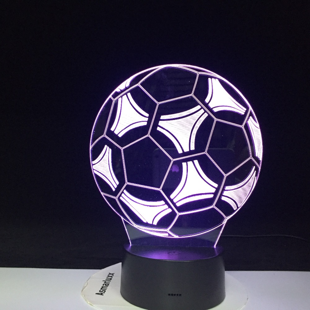 Football Soccer 3D LED Night Light for Home, Office, or Kids' Room Decor as a Gift