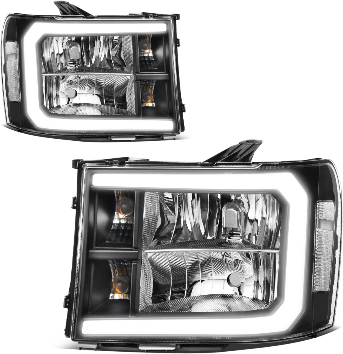 For 2007-2013 GMC Sierra 1500 2500HD 3500HD, black LED DRL headlight pair