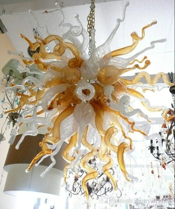Free Air Freight Big House Deco Blown Glass Large Hotel Lobby Villa Foyer Chandelier Hanging Lamps