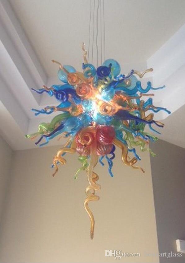 Free Air Freight Big House Deco Blown Glass Lighting Crystal Hanging LED Chandelier for Sale