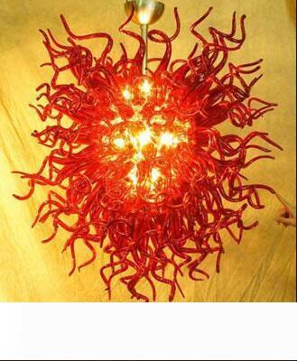 Free Shipping AC LED Bulbs 110V-240V for Wedding and Hotel Decor with Red Crystal Stained Glass Ceiling Light