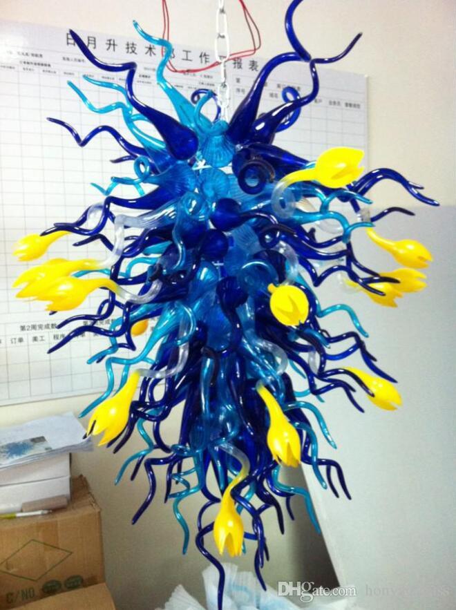 Free Shipping AC LED Bulbs 110V/240V Handicraft Home Lamp Blue Modern Foyer 220V Chandelier Crystals