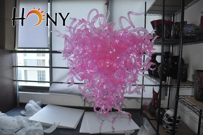 Free Shipping AC LED Bulbs 110V/240V Hanging Heart-Shaped Pink Flush Mount Crystal Chandelier