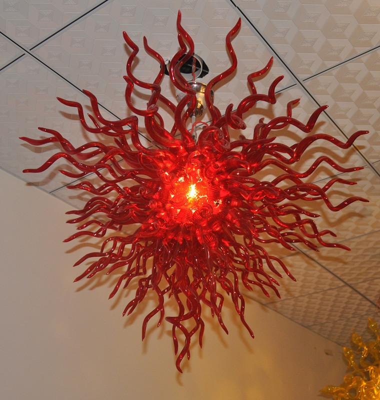 Free Shipping AC LED Bulbs 110V/240V House Decorative Red Hand Blown Glass Flower Vintage Chandelier