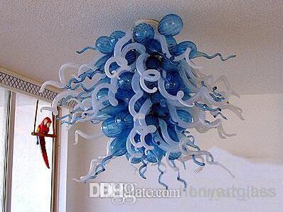 Free Shipping AC LED Bulbs 110V/240V White and Blue Handcrafted Glass Modern Crystal Chandelier