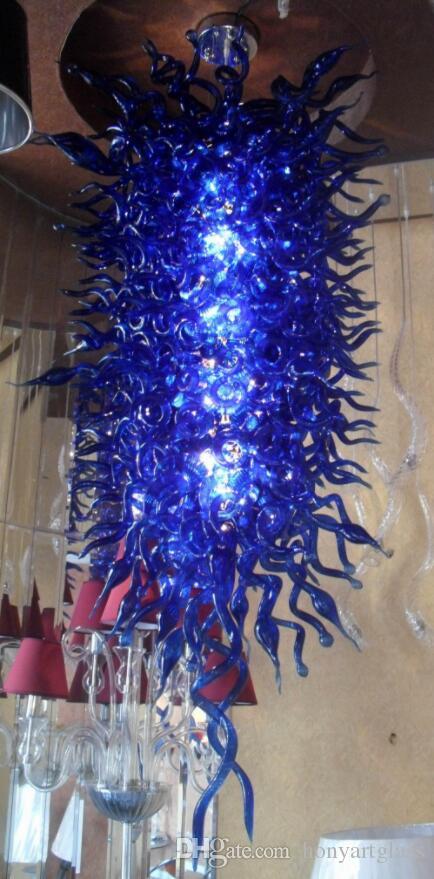 Free Shipping AC LED Bulbs 120V/240V Blue Blown Murano Glass Hall and Dining Pendant Light