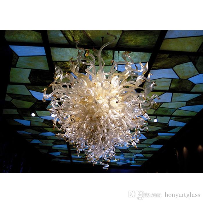 Free Shipping AC LED Customized Style Contemporary Stair Art Light New Design Hand Blown Glass Chandelier