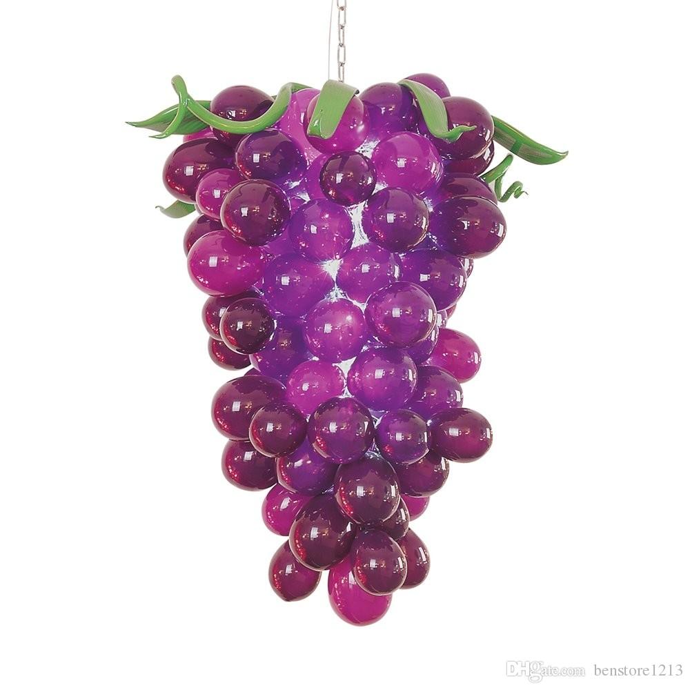 Free Shipping AC LED Hand Blown Glass Chandelier Light Arabic Grape Shape Purple Stained Glass Chandelier Lamp